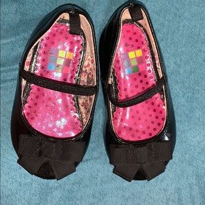 Black flats with black bow